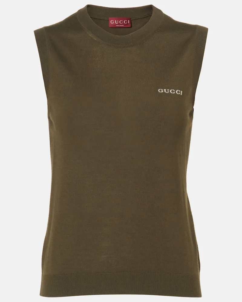 Gucci Gilet in misto cashmere e seta Verde