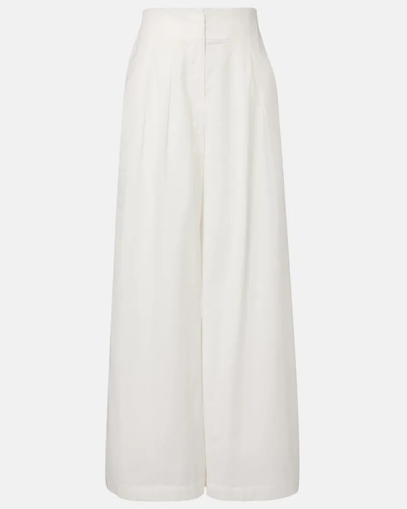 Adriana Degreas Pantaloni a gamba larga in misto cotone Bianco