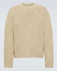 Stone Island Pullover Marina in macramé con logo Beige