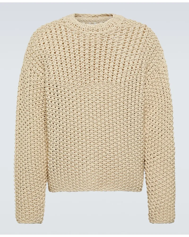 Stone Island Pullover Marina in macramÃ© con logo Beige