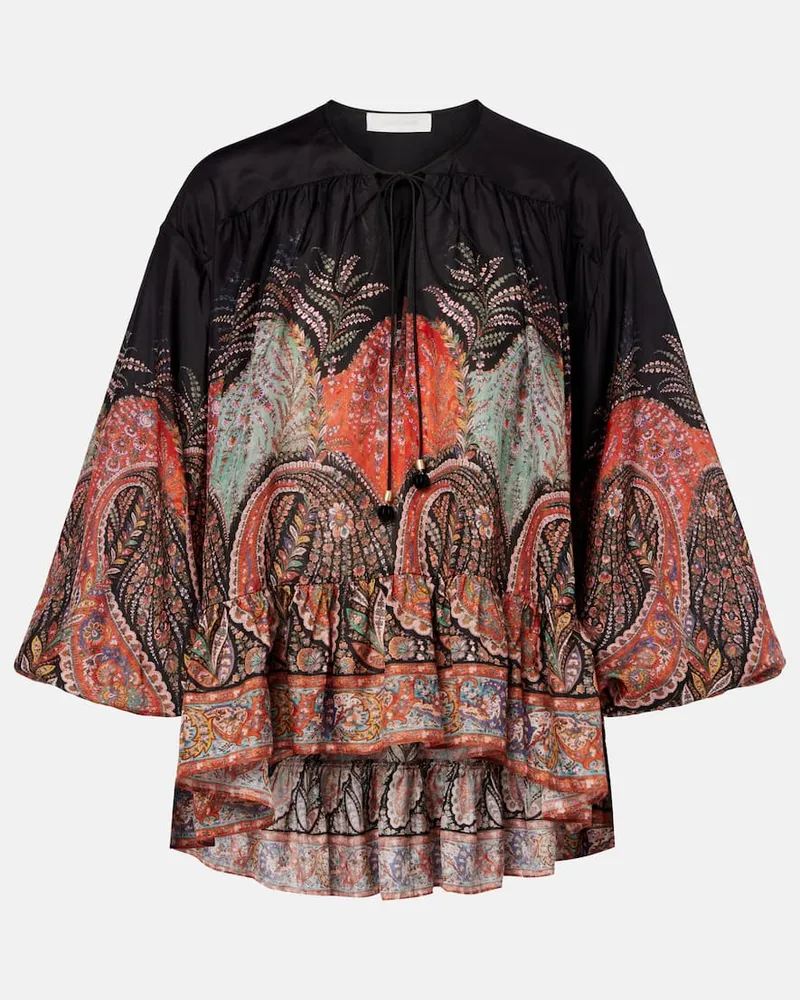 Zimmermann Top Rhiannon in seta con volant Multicolore