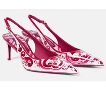Pumps slingback in pelle con stampa