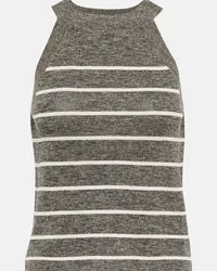 Brunello Cucinelli Tank top in misto lino a righe Grigio