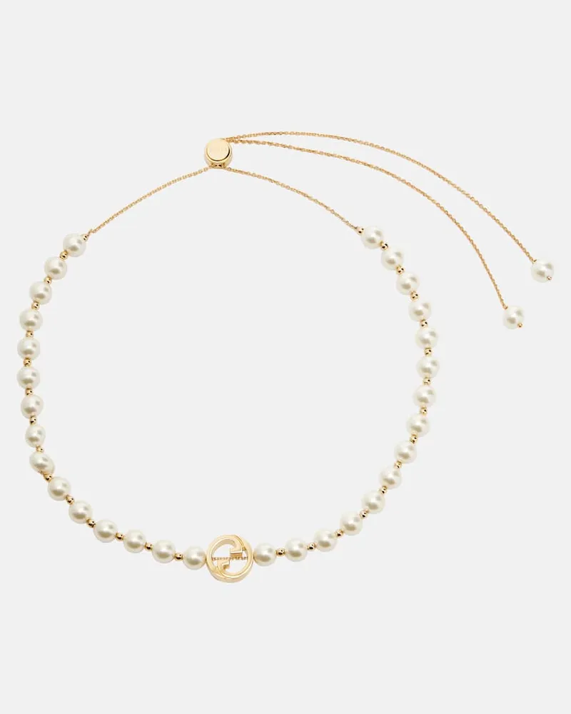 Gucci Collana Interlocking G con perle bijoux Bianco