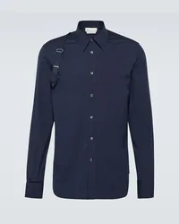 Alexander McQueen Camicia Harness in popeline di cotone Blu