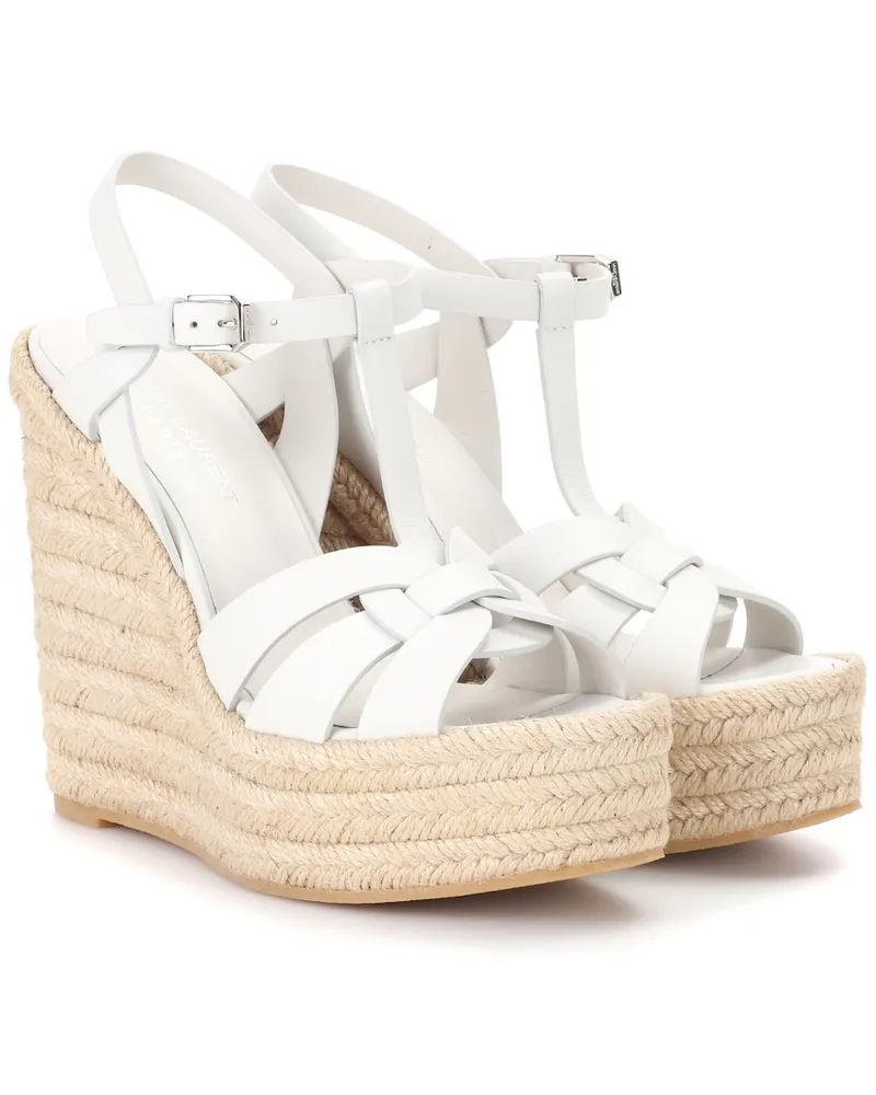 Saint Laurent Espadrillas Tribute 130 in pelle con zeppa Bianco
