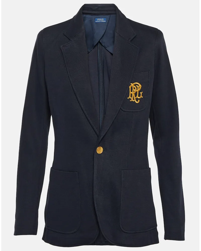 Ralph Lauren Blazer in misto cotone con ricamo Blu