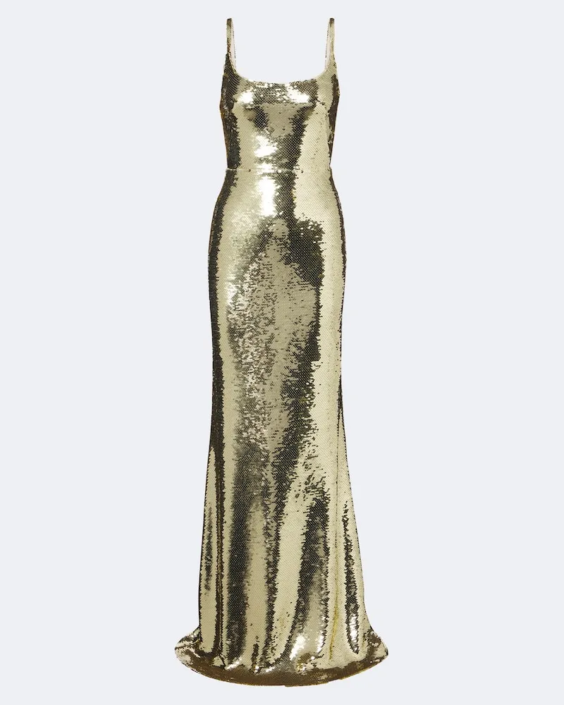 David Koma Abito lungo con paillettes Oro