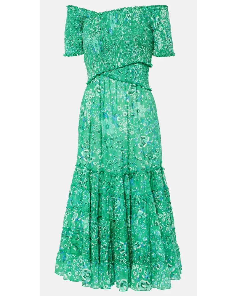 Poupette St Barth Abito midi Soledad con stampa Verde