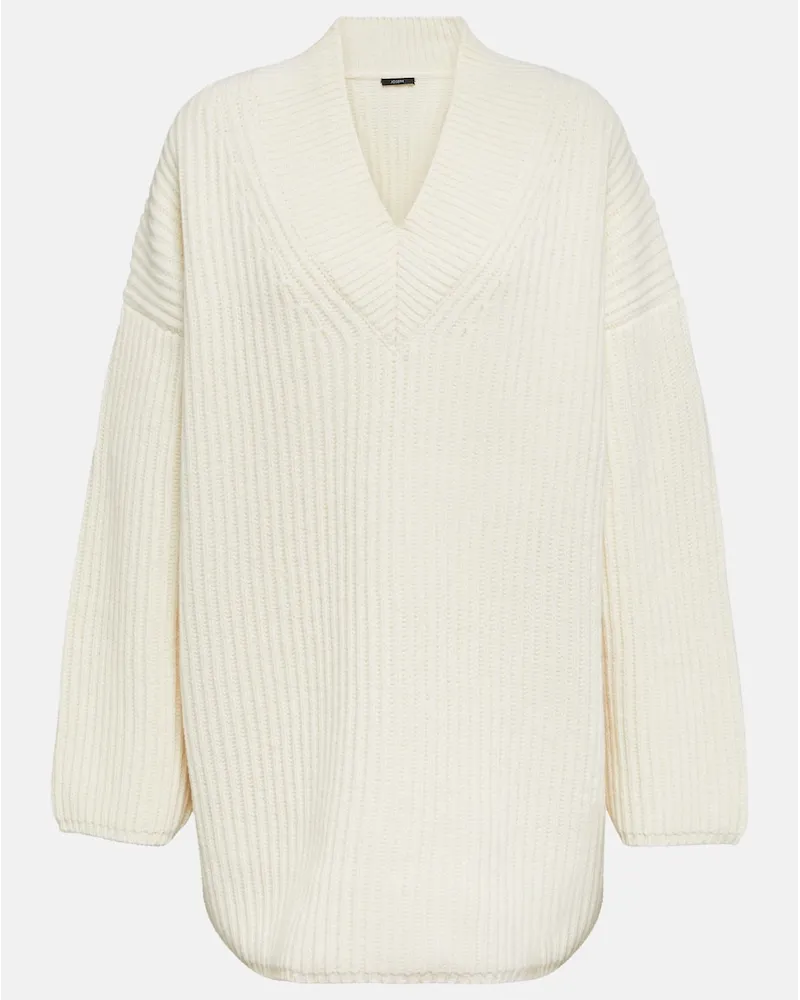Joseph Pullover in maglia a coste di lana Bianco