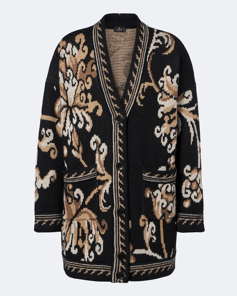 Etro Cardigan in lana jacquard Nero