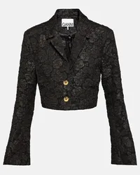 Ganni Blazer cropped in jacquard Nero