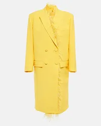 Valentino Garavani Cappotto in lana vergine con piume Giallo