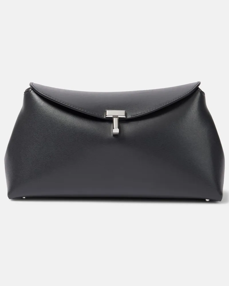 Totême Clutch T-Lock Small in pelle Grigio