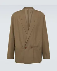 Christophe Lemaire Blazer doppiopetto in twill Neutro