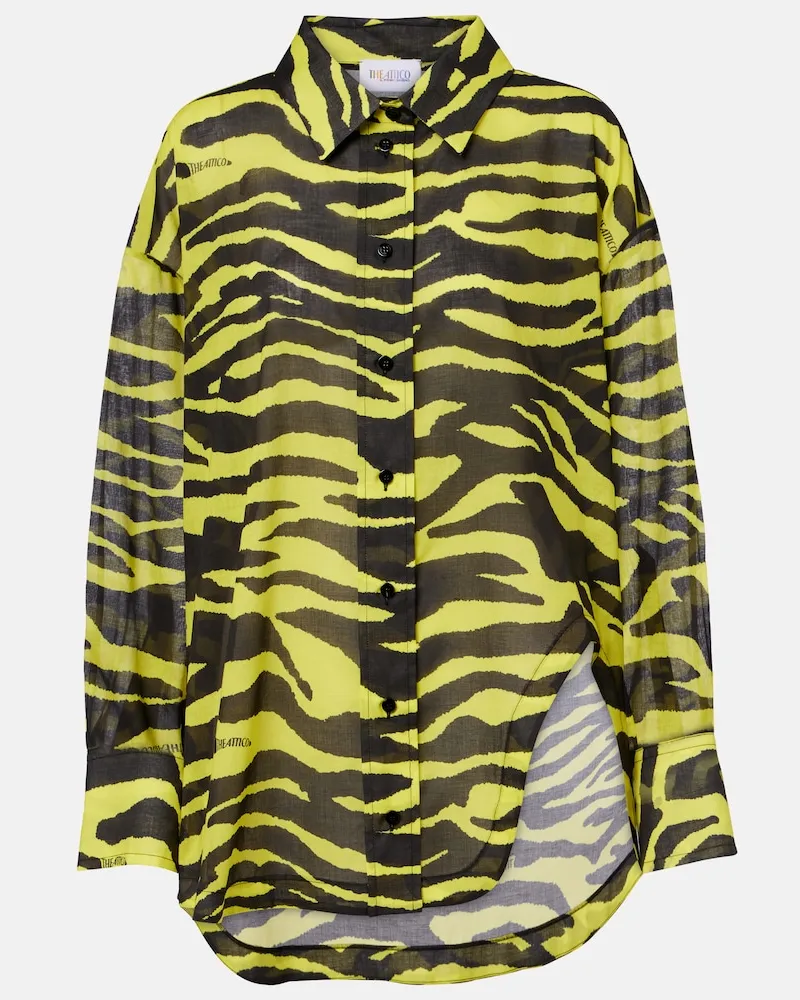 ATTICO Camicia in cotone con stampa zebrata Giallo