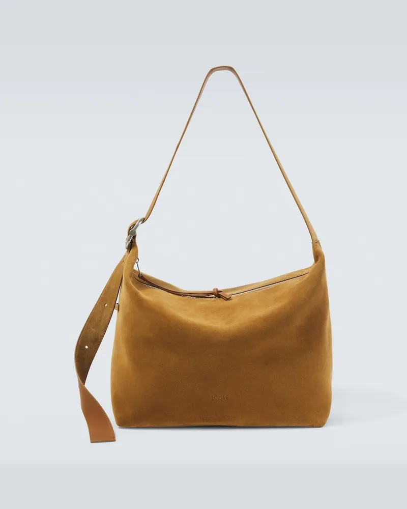 Loewe Borsa a spalla Loop Large in suede Marrone