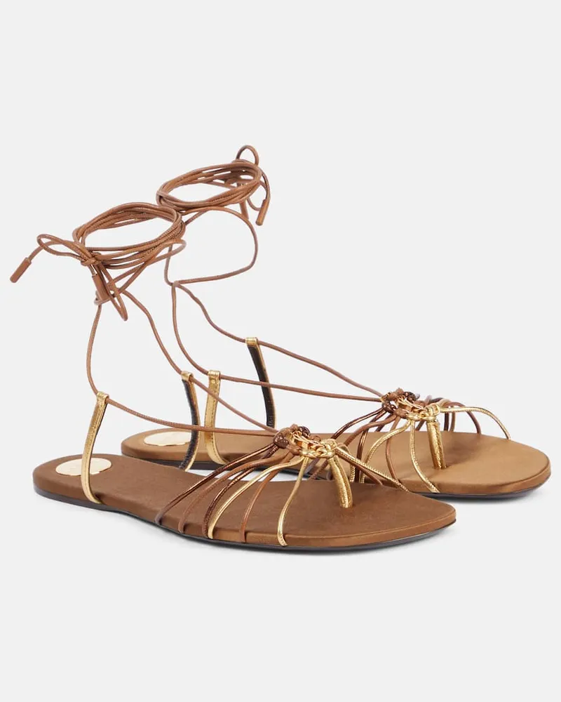 Saint Laurent Sandali Babylone Cassandre in pelle Oro
