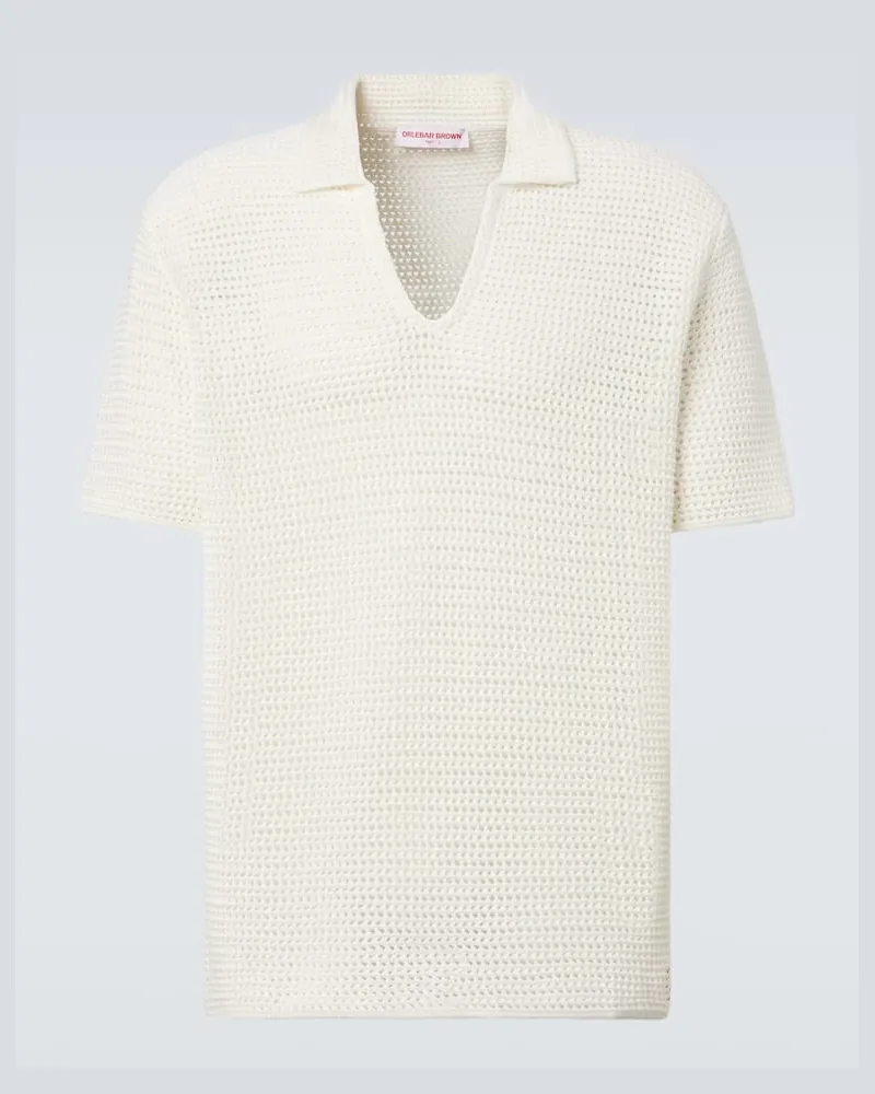 Orlebar Brown Polo Batten in crochet di cotone Bianco
