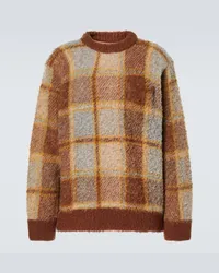 Sacai Pullover in misto lana a quadri Marrone