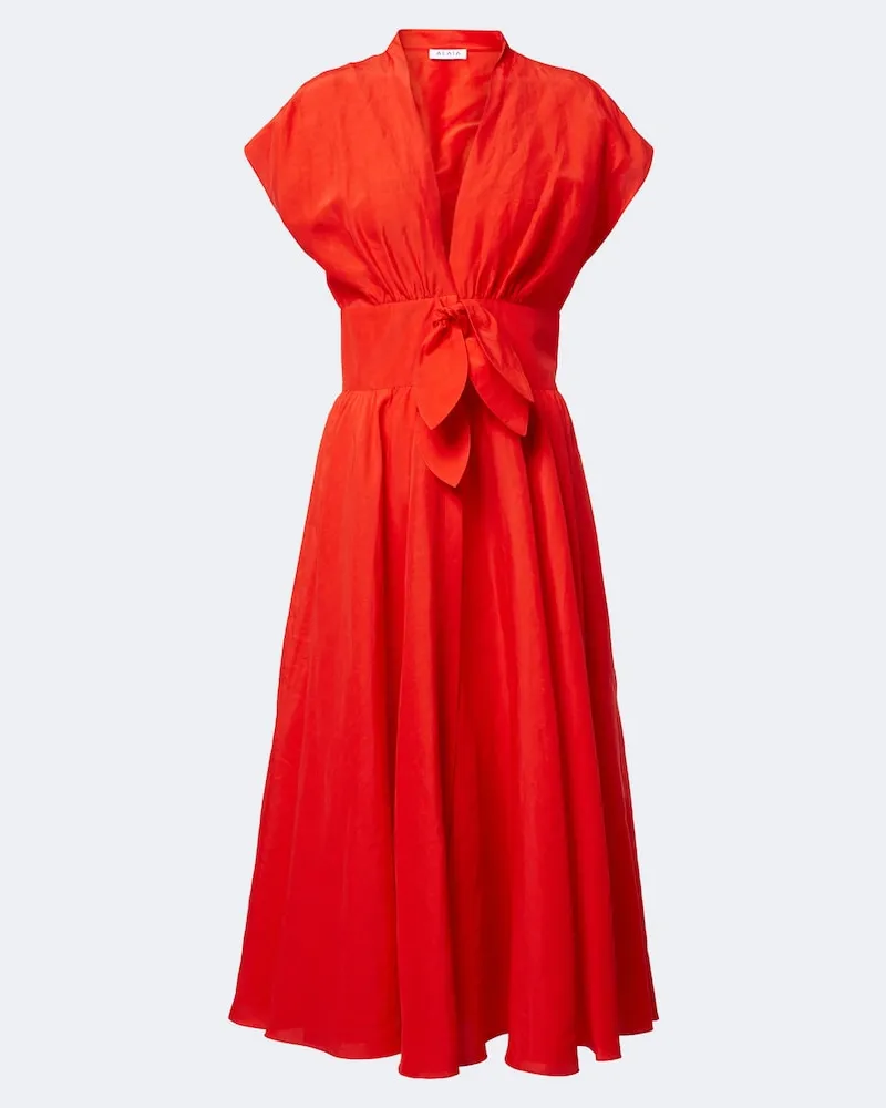 Alaïa Alaïa Abito midi con cintura Rosso
