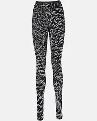 Thierry Mugler Leggings con stampa a vita alta Nero