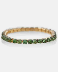 SHAY Anello Thread in oro 18kt con granati Verde