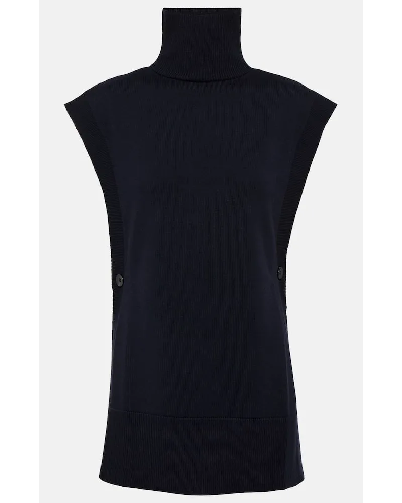 Max Mara Leisure - Top Esotico in lana vergine Blu