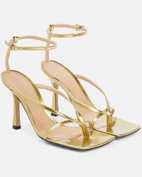 Bottega Veneta Sandali Stretch in pelle metallizzata Oro