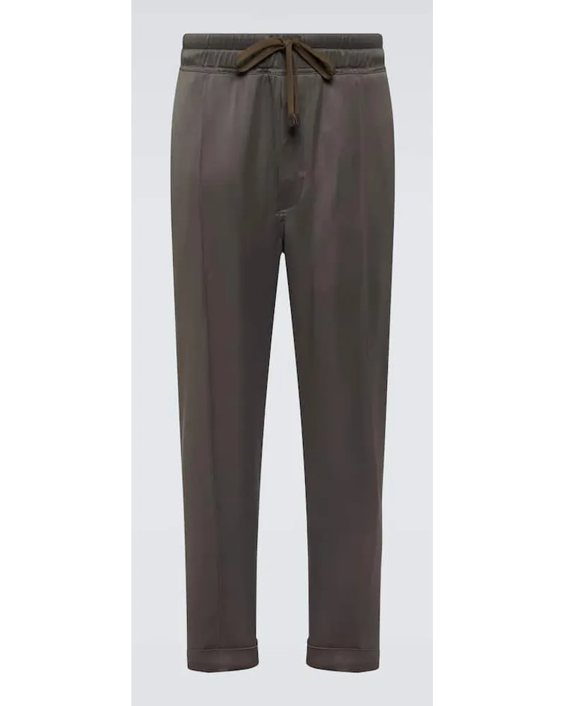 Tom Ford Pantaloni tapered in cady Marrone