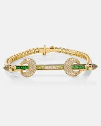 Ananya Bracciale Chakra in oro 18kt con diamanti, quarzo, tsavoriti e peridoti Oro