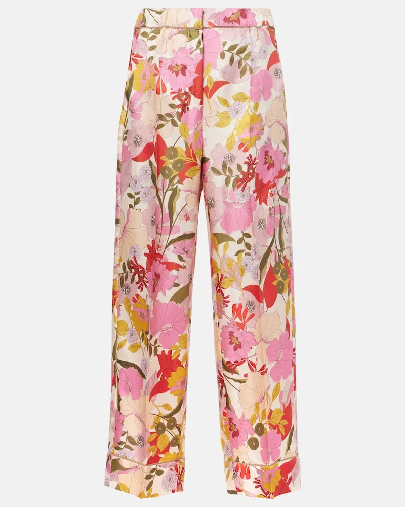 Max Mara Pantaloni a gamba larga Leda in seta Multicolore