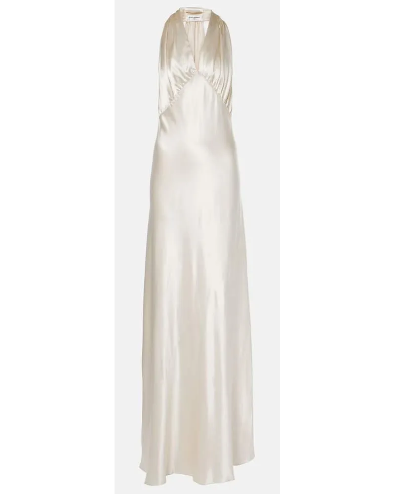 Saint Laurent Abito lungo in raso Bianco