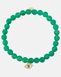 Sydney Evan Bracciale Evil Eye in oro 14kt con perle e diamanti Verde