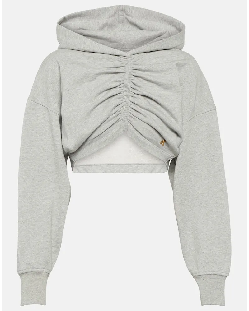Palm Angels Felpa cropped in jersey di misto cotone con cappuccio Grigio