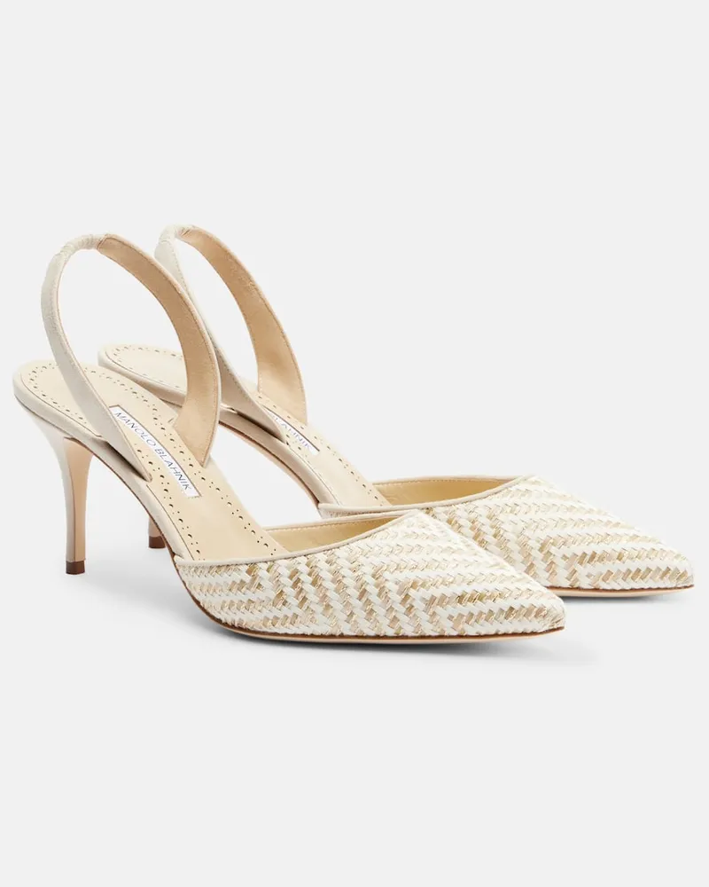 Manolo Blahnik Pumps slingback Carolyne in rafia Beige