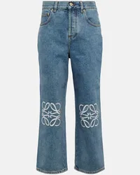 Loewe Jeans cropped Anagram a vita alta Blu