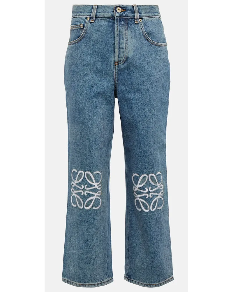 Loewe Jeans cropped Anagram a vita alta Blu