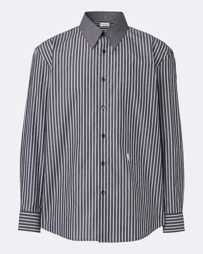 Saint Laurent Camicia Cassandre in popeline di cotone Grigio