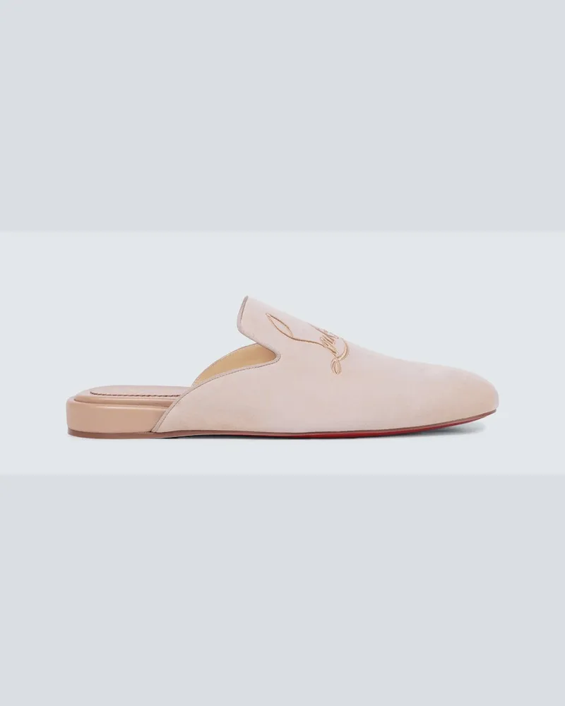 Christian Louboutin Slippers Navy Coolito Flat Beige