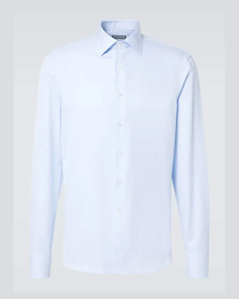 Canali Camicia in popeline di cotone Blu