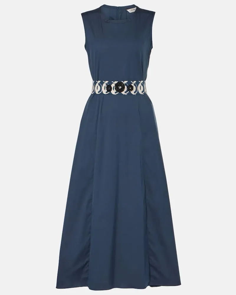 Max Mara Abito midi Preston in popeline di misto cotone Blu