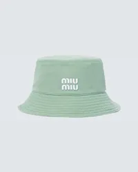 Miu Miu Cappello da pescatore in denim con ricamo Blu