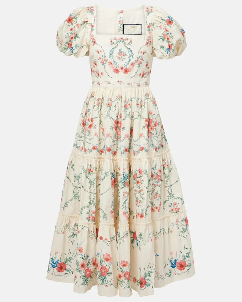 AGUA BENDITA Abito midi Alga in popeline di cotone Multicolore