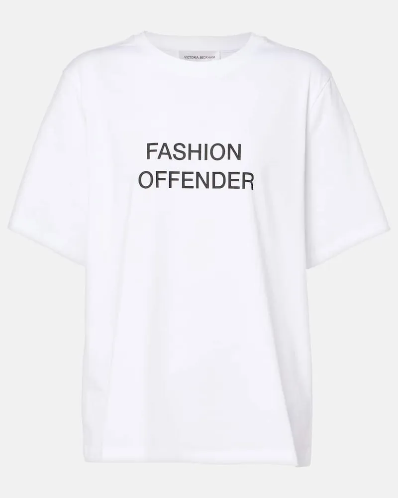Victoria Beckham T-shirt in jersey di cotone con stampa Bianco