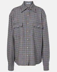 Prada Camicia in lana a quadri Marrone