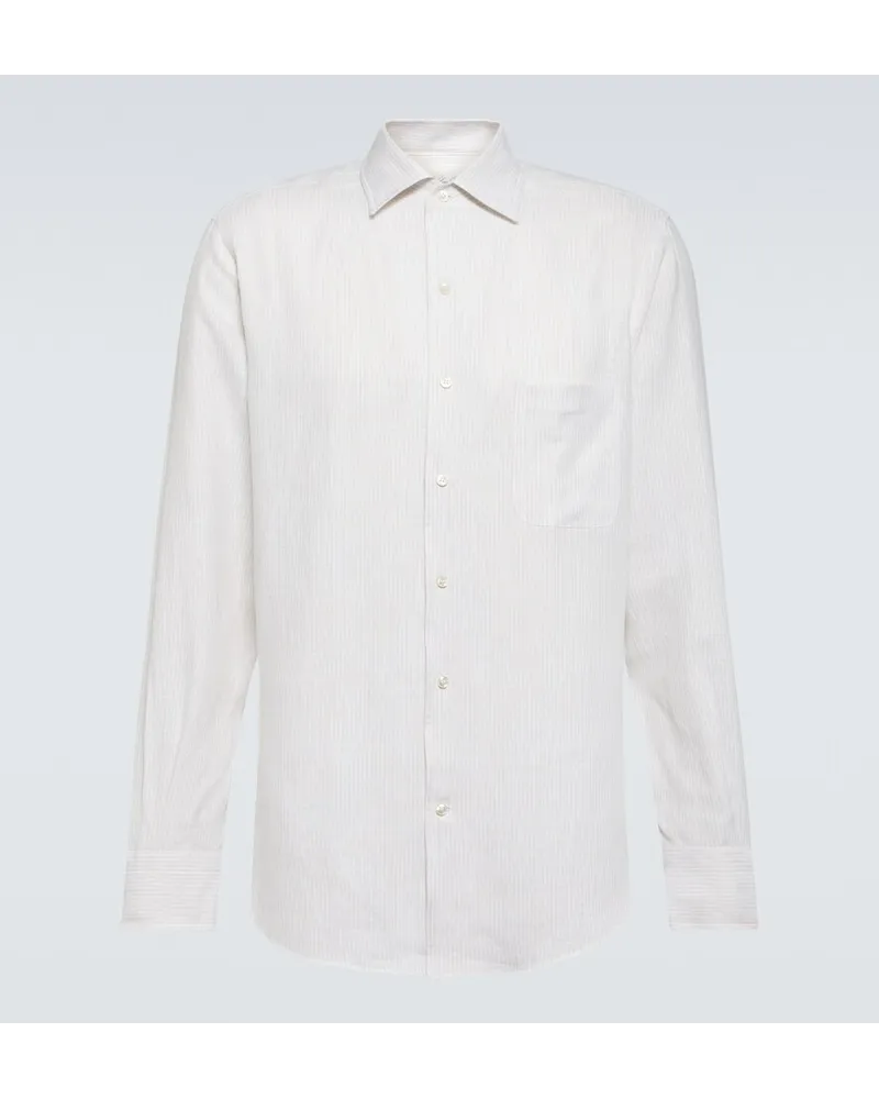 Loro Piana Camicia AndrÃ© in lino a righe Beige