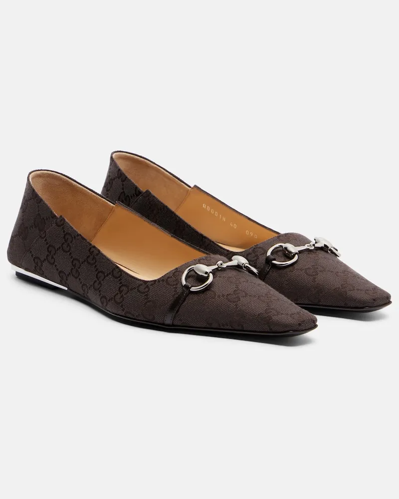 Gucci Ballerine Vittoria in canvas GG Marrone