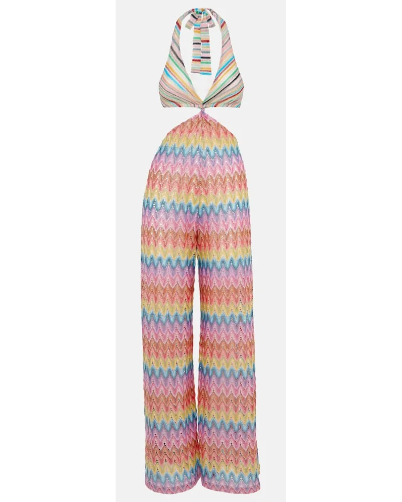 Missoni Jumpsuit in lamé di misto cotone a zig-zag Multicolore