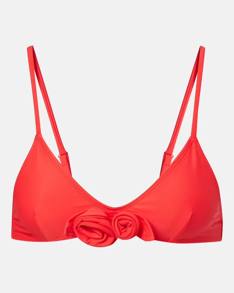COPERNI Top bikini Flower con applicazioni floreali Rosso